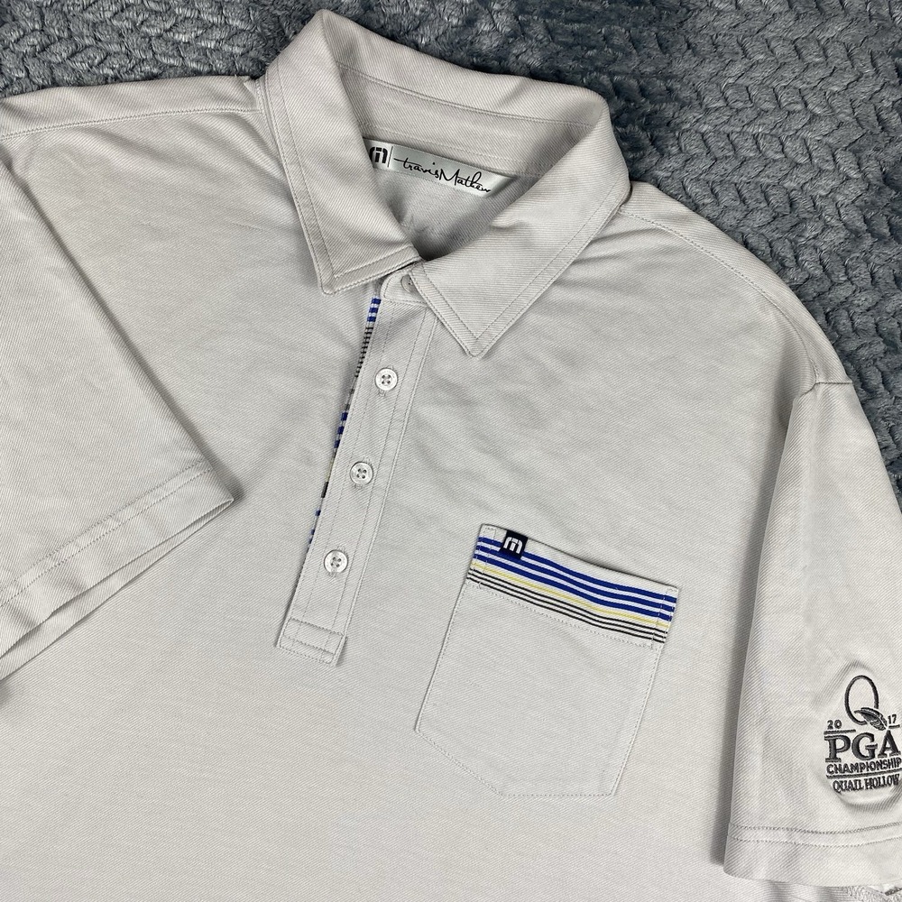 TravisMathew PGA Championship Quail Hollow Pima Blend Pocket Polo Shirt Large